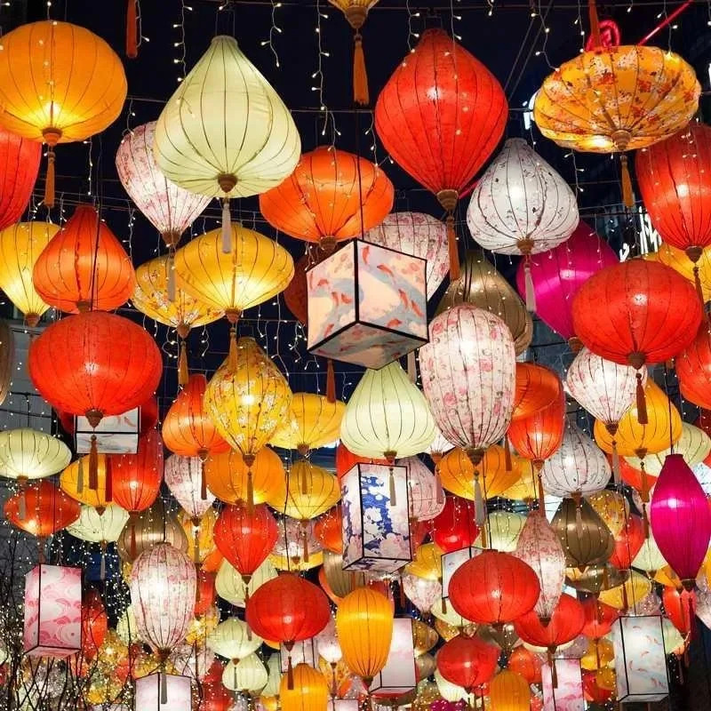 Home Decor Vietnam - Винтажные шелковые фонарики 12-дюймовый Вьетнамский японский